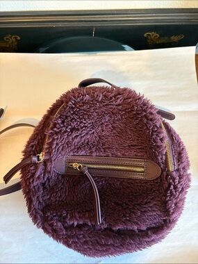 Express Shearling Backpack  with gold hardware